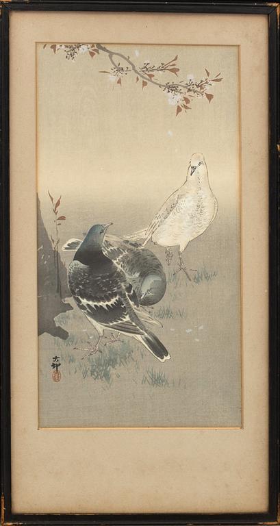 KOSON OHARA, 2 colour woodcuts, Japan.