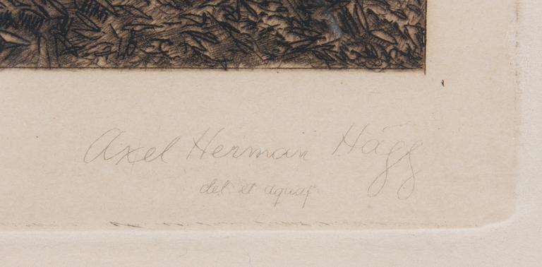 AXEL HERMAN HÄGG, etsning, sign i plåten.