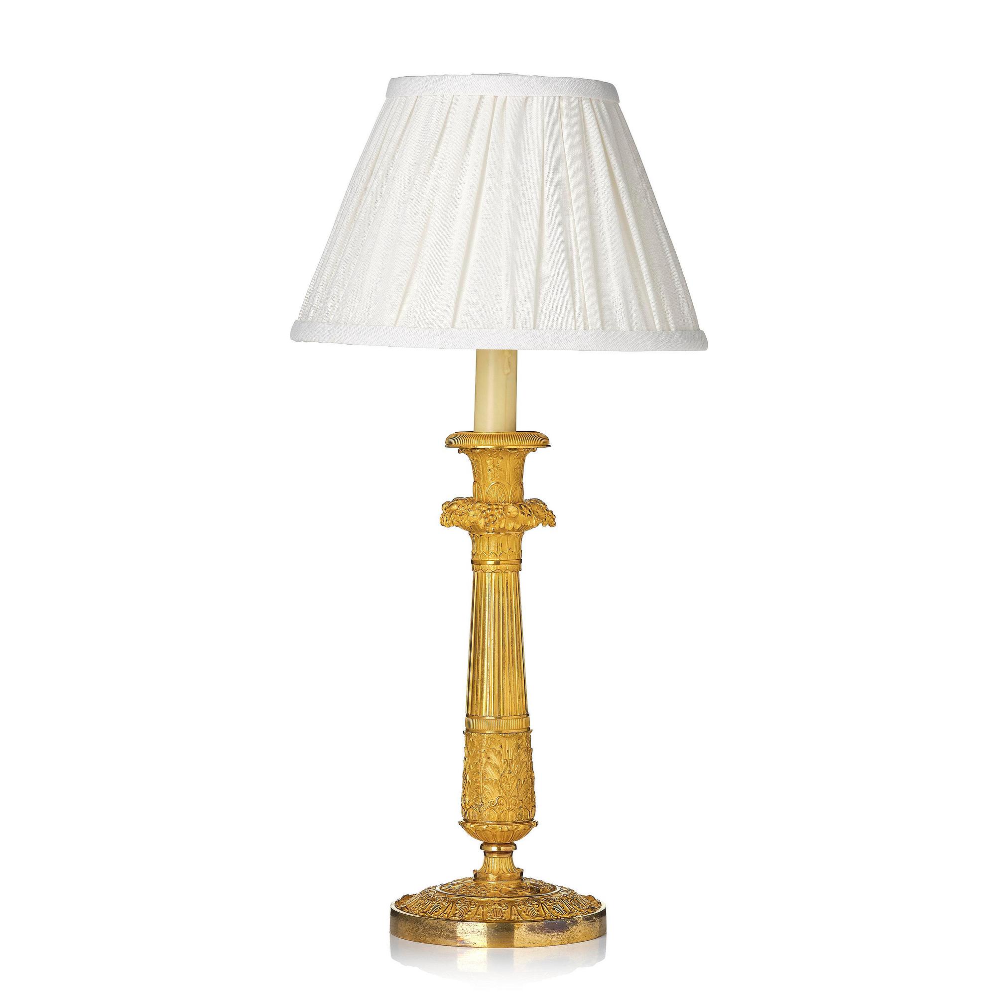 A French Empire ormolu bronze table lamp, early 19th century.