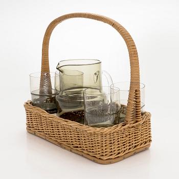 Saara Hopea, a 9-piece juice set, Nuutajärvi, Notsjö. Model designed in 1954.