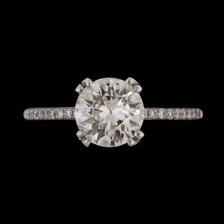 A diamond ring, 1.31 cts. Quality circa M/ SI.