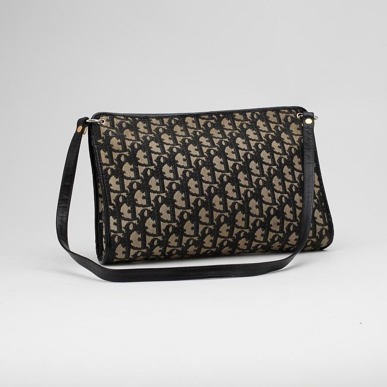 CHRISTIAN DIOR, a black monogram canvas shoulder bag.