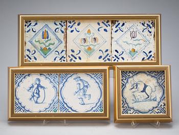KAKELPLATTOR, 6 st. Fajans, Holland, 1600-tal.