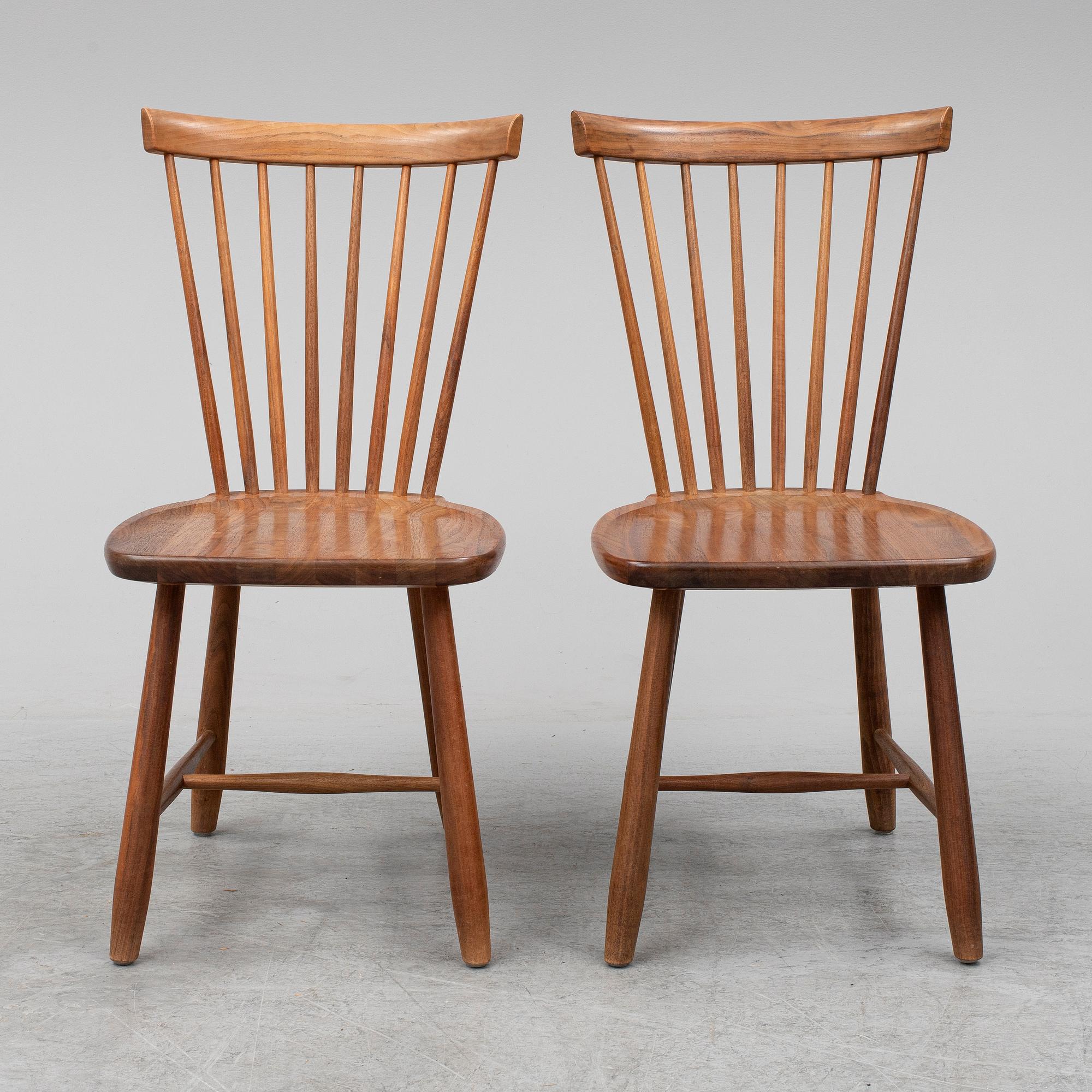 Six chairs by Carl Malmsten, limited edition, for Stolab, 2012.