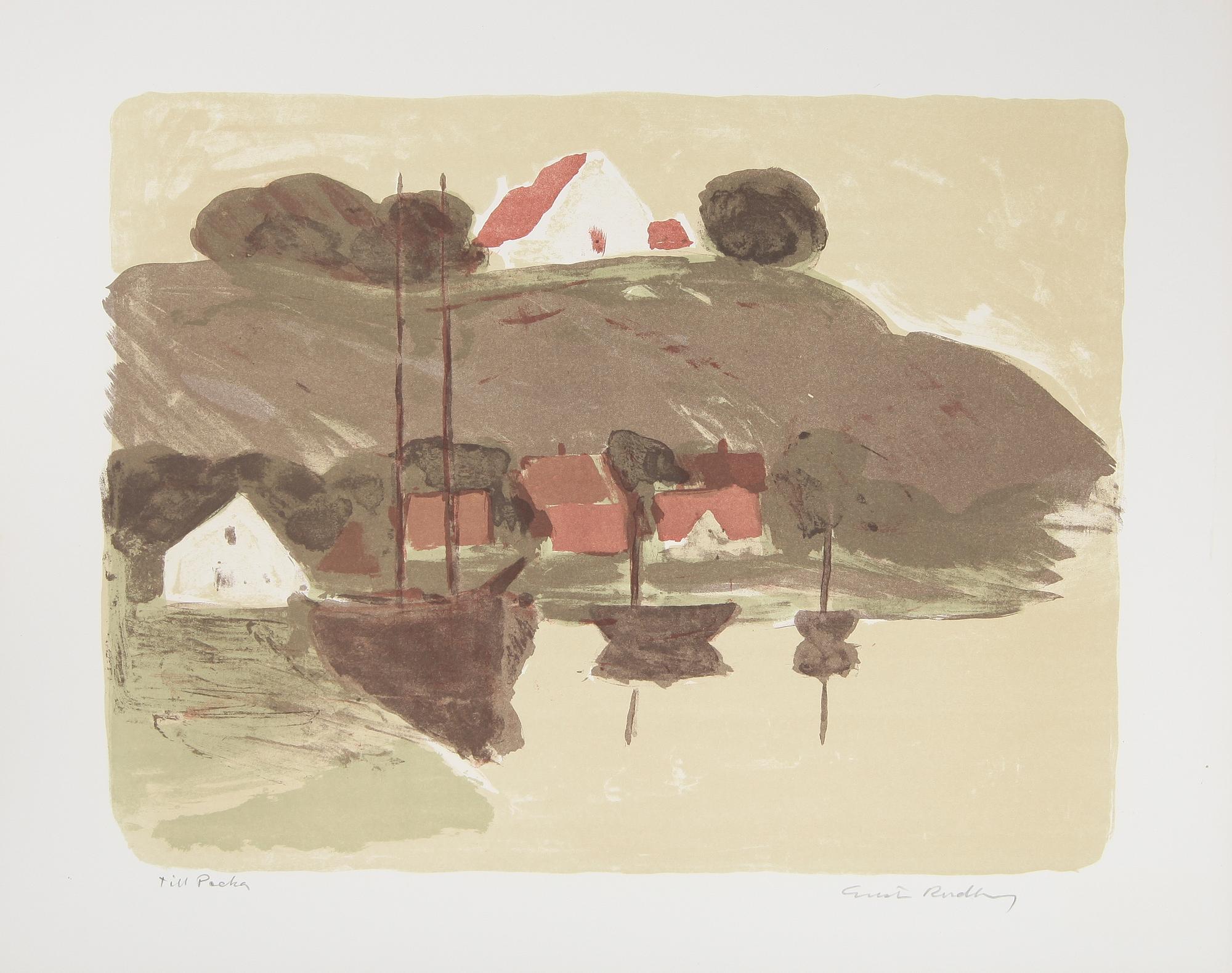 GUSTAV RUDBERG, mapp, 10 färglitografier, Konstfrämjandet, Stockholm 1968, signerade.