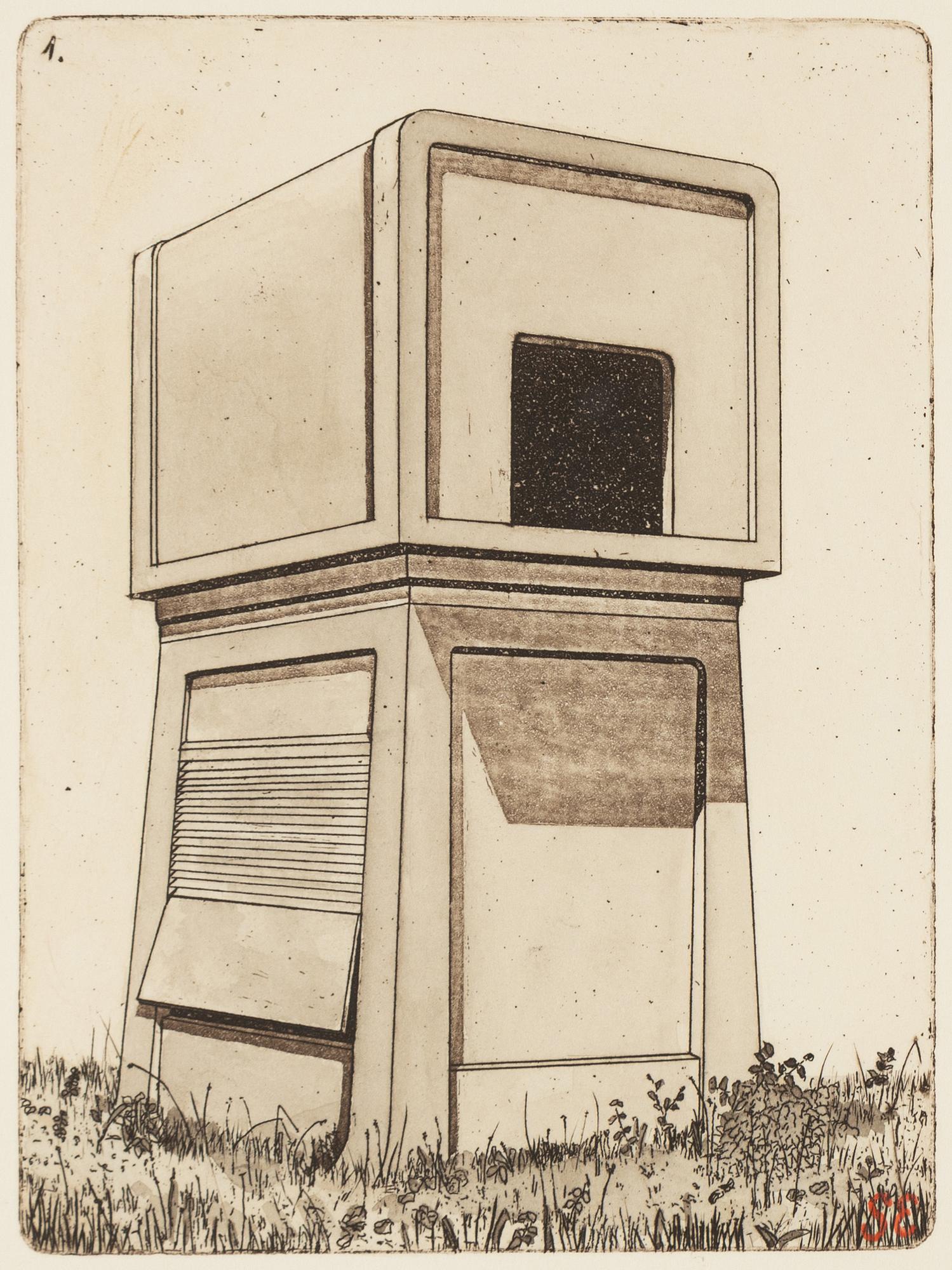 Sten Eklund, etching with coloring, signed.
