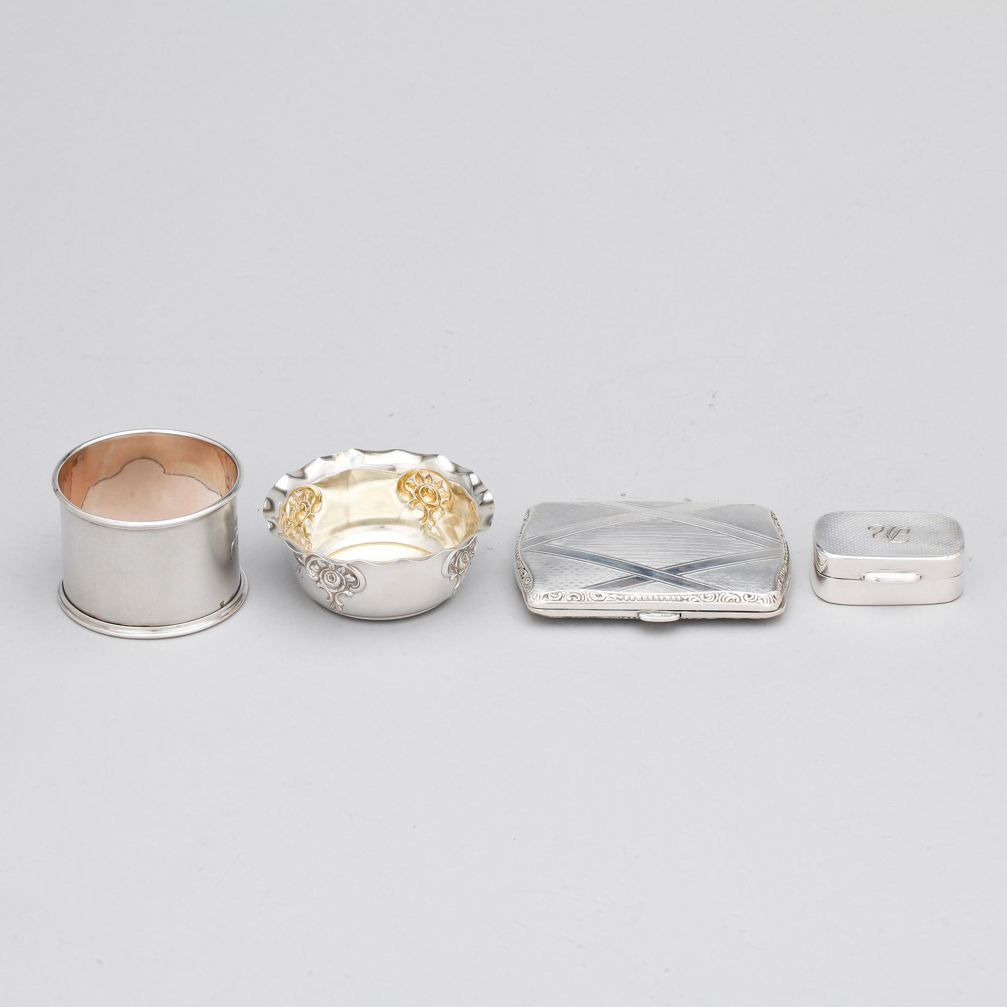 PARTI SILVER, 4 delar, importstämplar, vikt ca 105g.