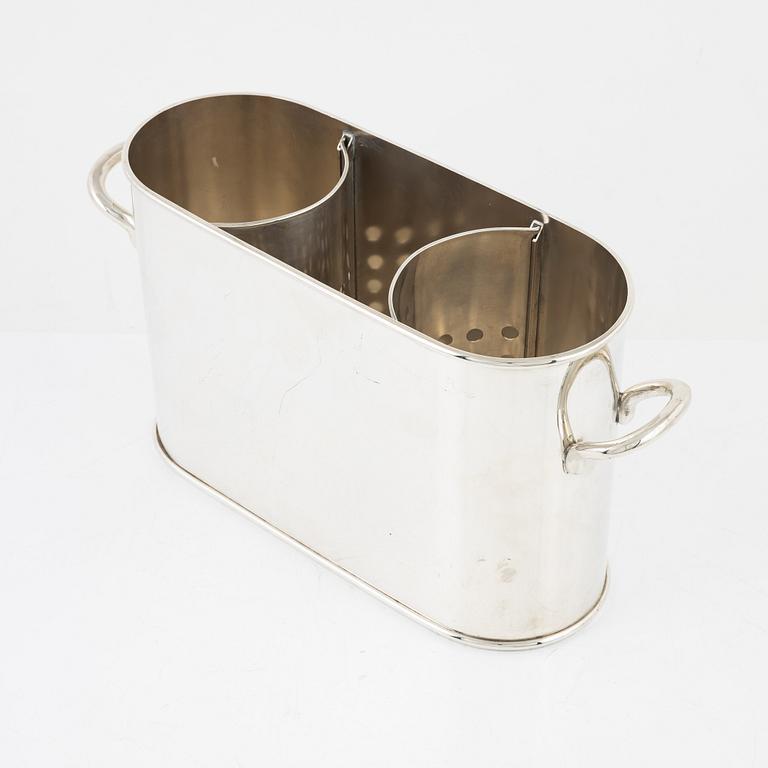 A silver plated wine cooler, contemporary.