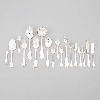 Koch & Bergfeld, a sterling silver cutlery set, model Altfaden, Germany, second half of the 20th Century (85 pieces).