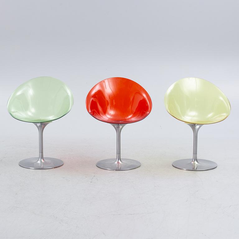 Philippe Starck, three 'EroS' chairs, Kartell, Italy.