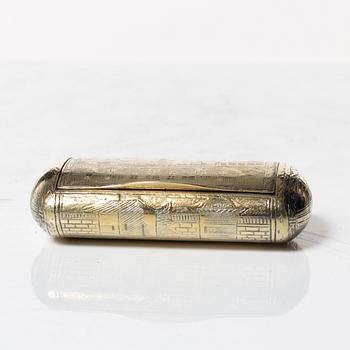 A Russian silver gilt box, indistinct marks, probably Moscow, 19th century.