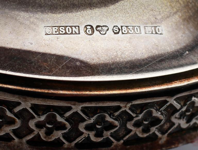 LJUSSTAKAR, 1 par, silver, Ceson, Göteborg 1985.