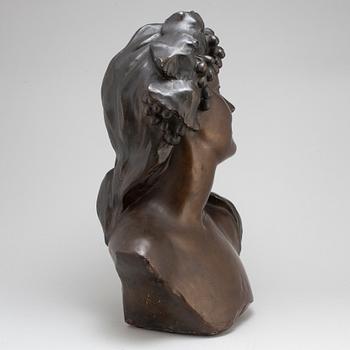 JEF LAMBEAUX, after. Bust, plaster, signed Jef Lambeaux.