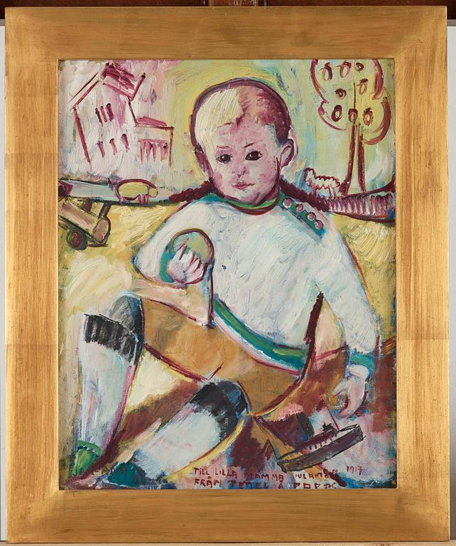 John Jon-And, "Pojke med äpple - I lekvrån" (Boy with apple).