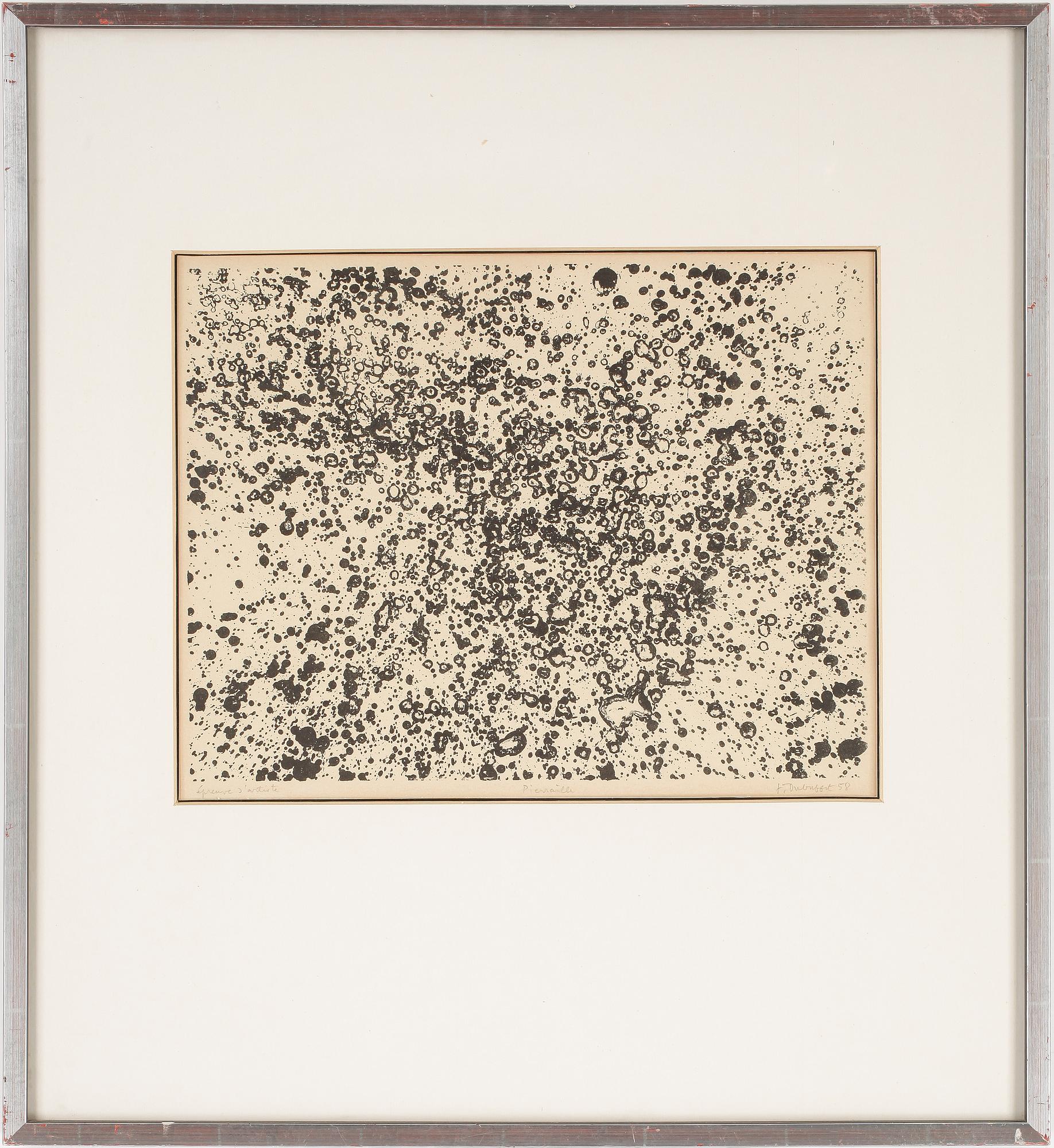 JEAN DUBUFFET, litografi, signerad och daterad -58, numrerad "épreuve d'artiste".