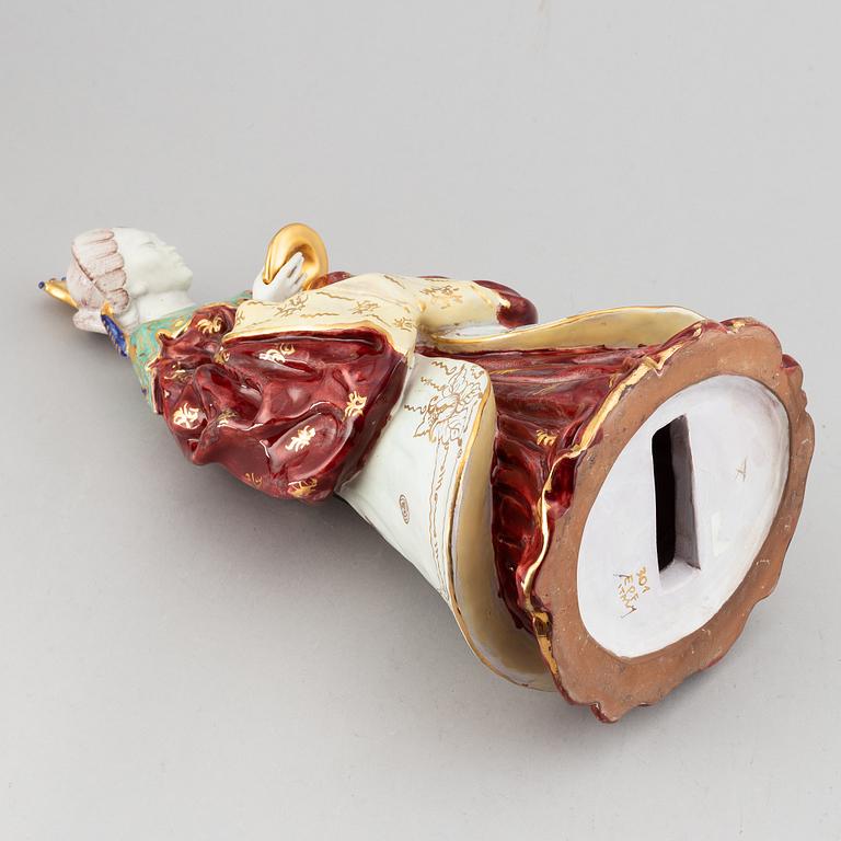 Eugenio Pattarino, a glazed ceramic sculpture of a Chinese lady, Italy, mid 20th century.