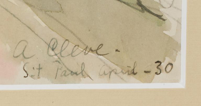 AGNES CLEVE, akvarell, signerad och daterad S:t Paul -30.