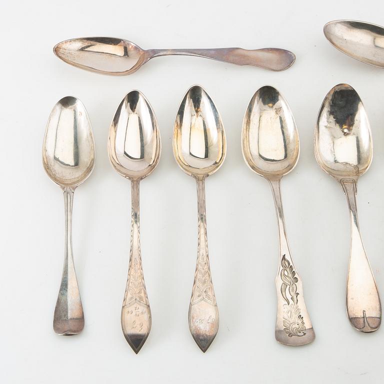 Skedar, 11 st, silver, 1769-1934, Sverige.