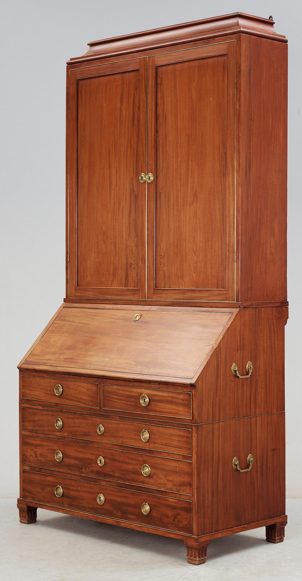 A late Gustavian 18th century writing cabinet by J. C. Linning, master 1779.