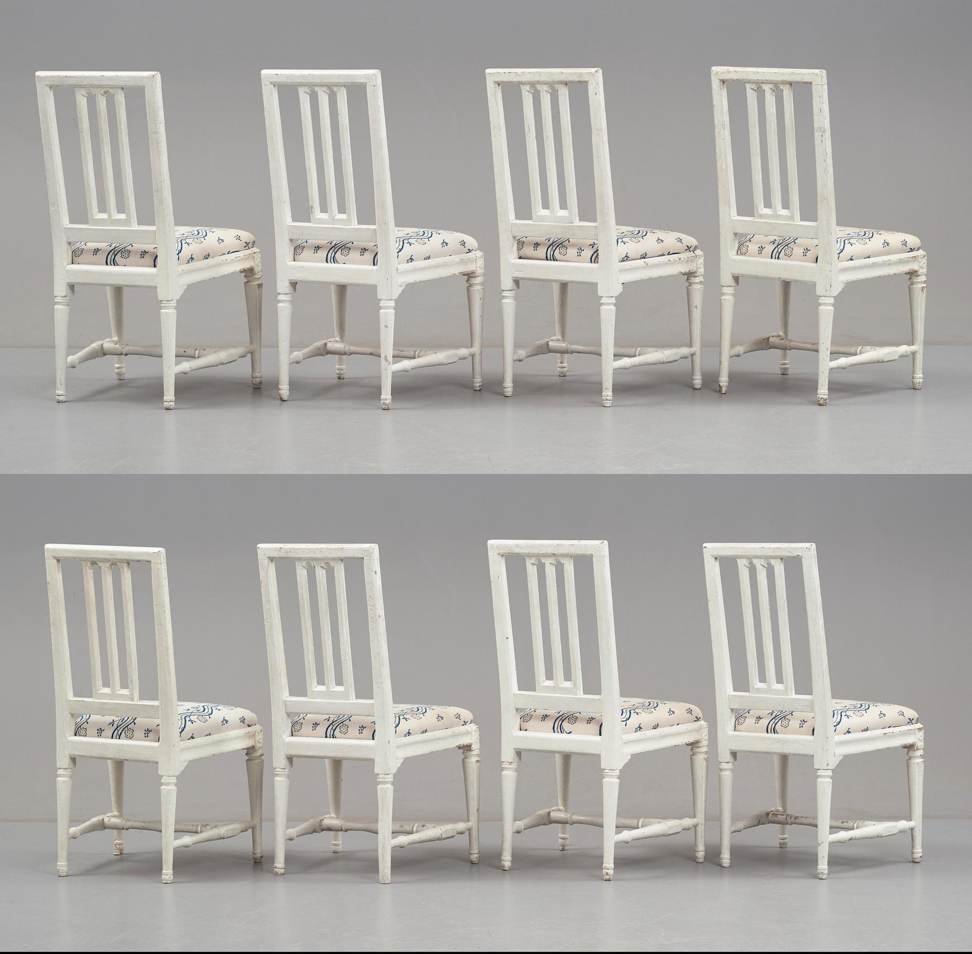Eight Gustavian chairs by L Söderholm.