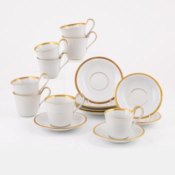 Kaffekoppar med fat, 8 delar, porslin, Bing & Grøndahl, Danmark.