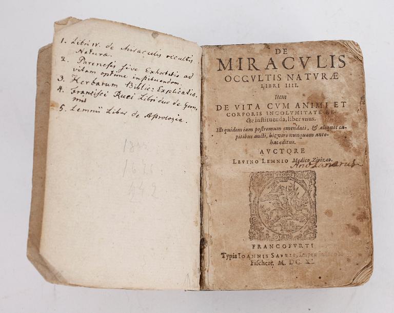 BOK, "De miraculis occultis naturae libri IIII", Levinus Lemnius, Frankfurt, 1640.