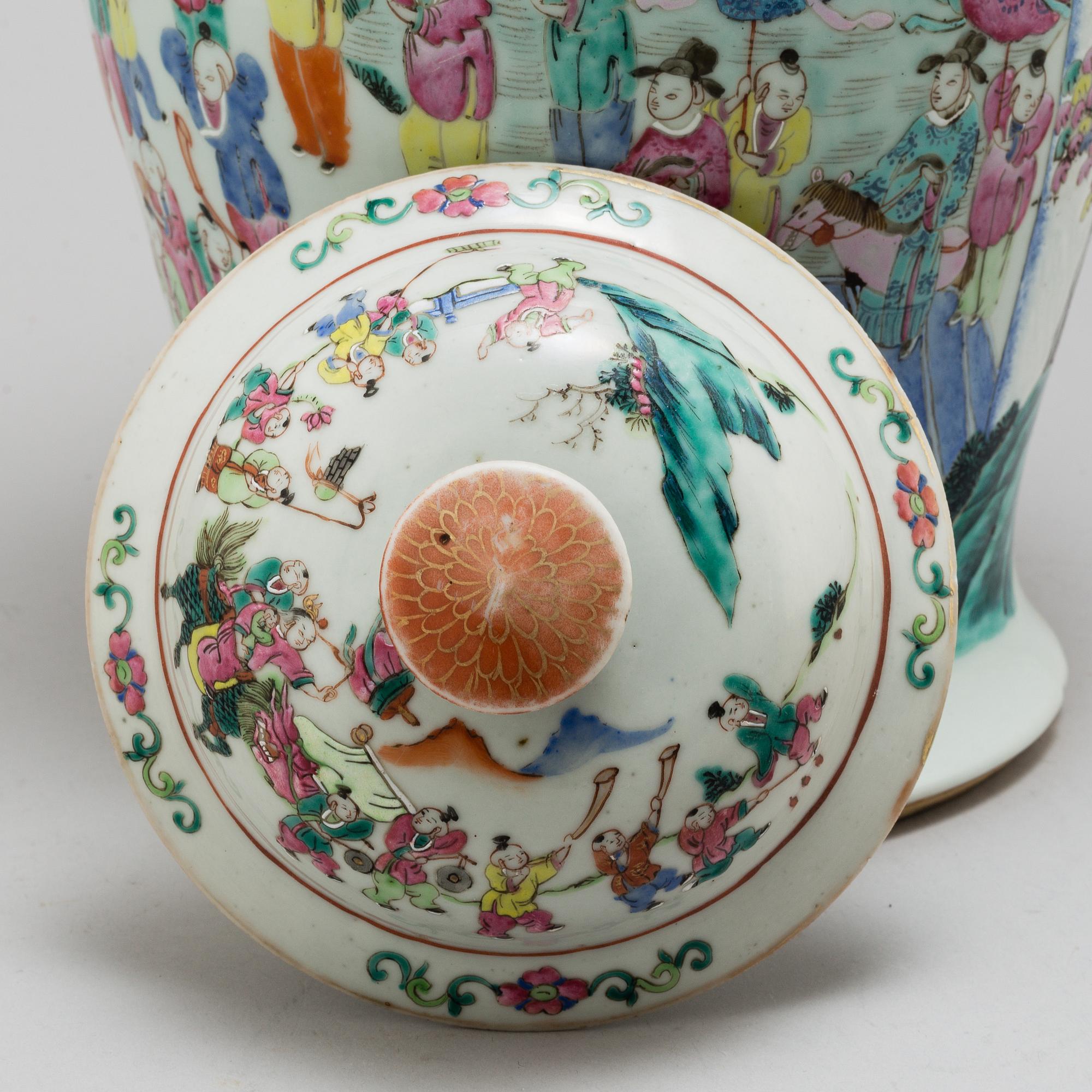 A famille rose vase with cover, late 19th century.