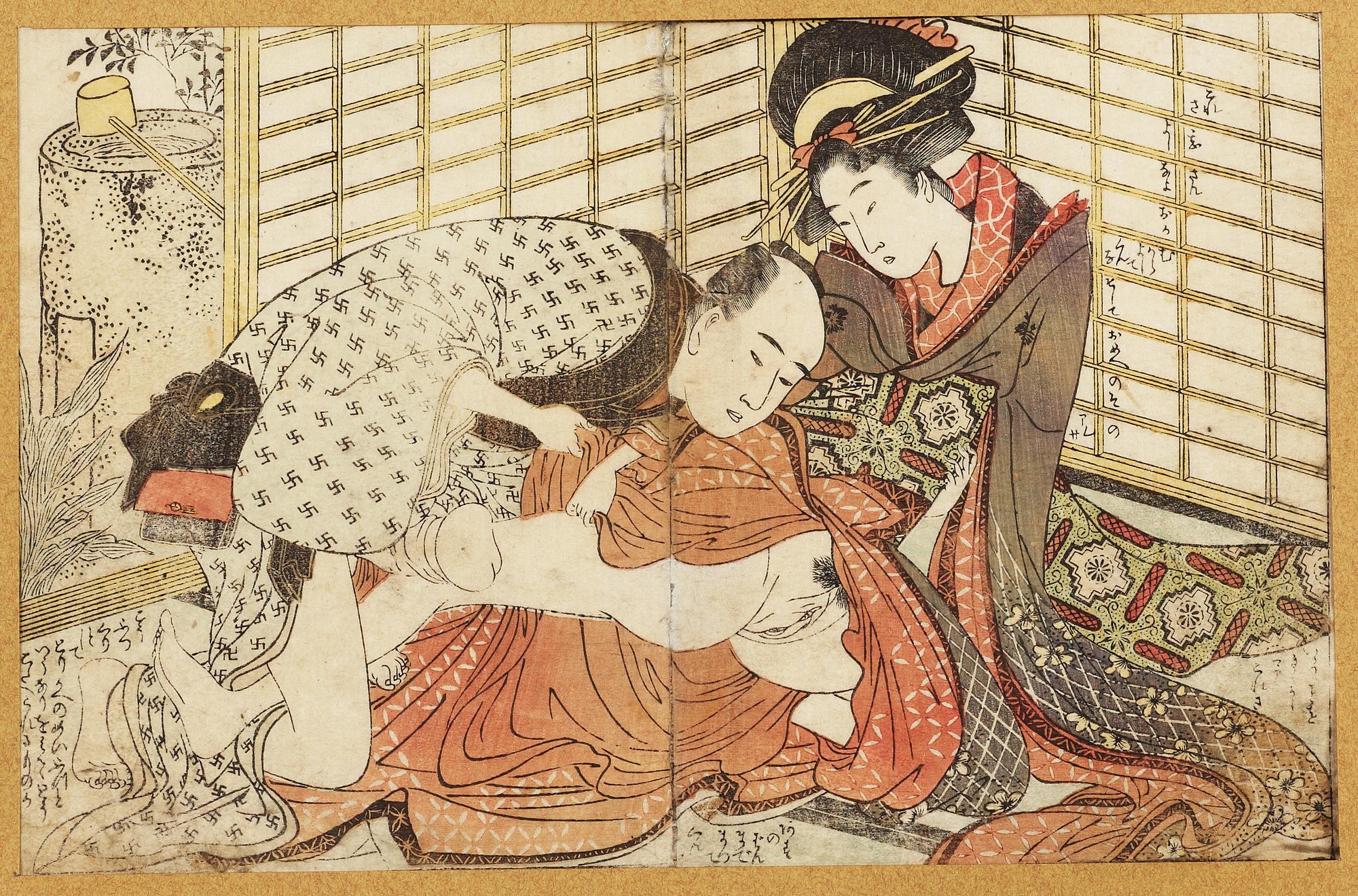 Utamaro, TRÄSNITT (4), shunga, omkring1790-1805.