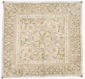 A silk and metal shawl. c. 105 x 99 cm, Turkey, first half of the 20th century.