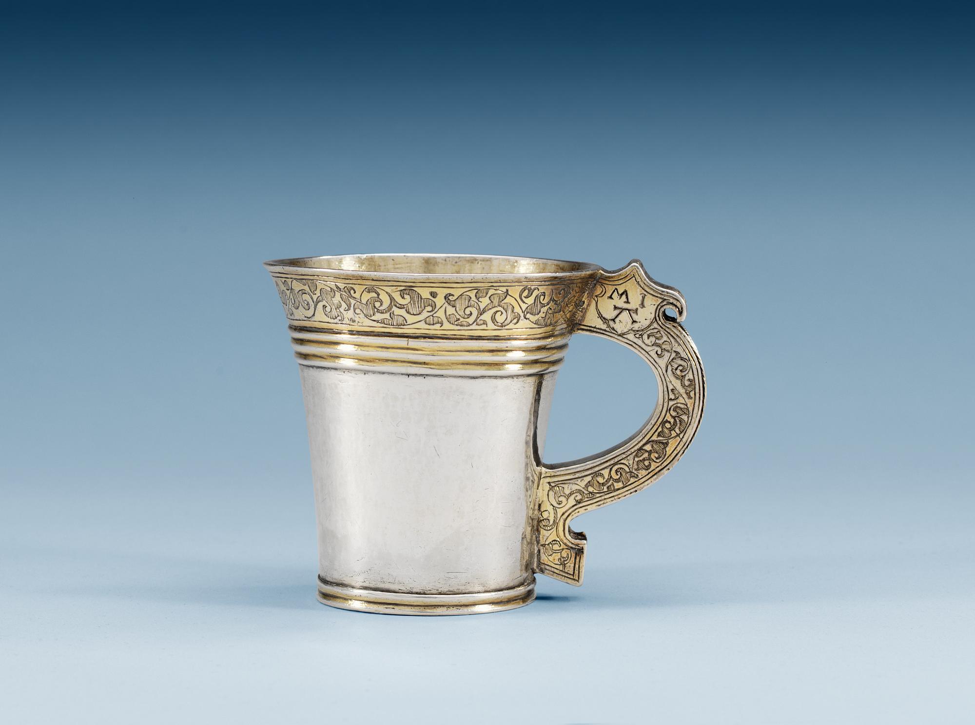 BÄGARE med grepe, ostämplad, Sverige 1500-talets slut. Renässans.