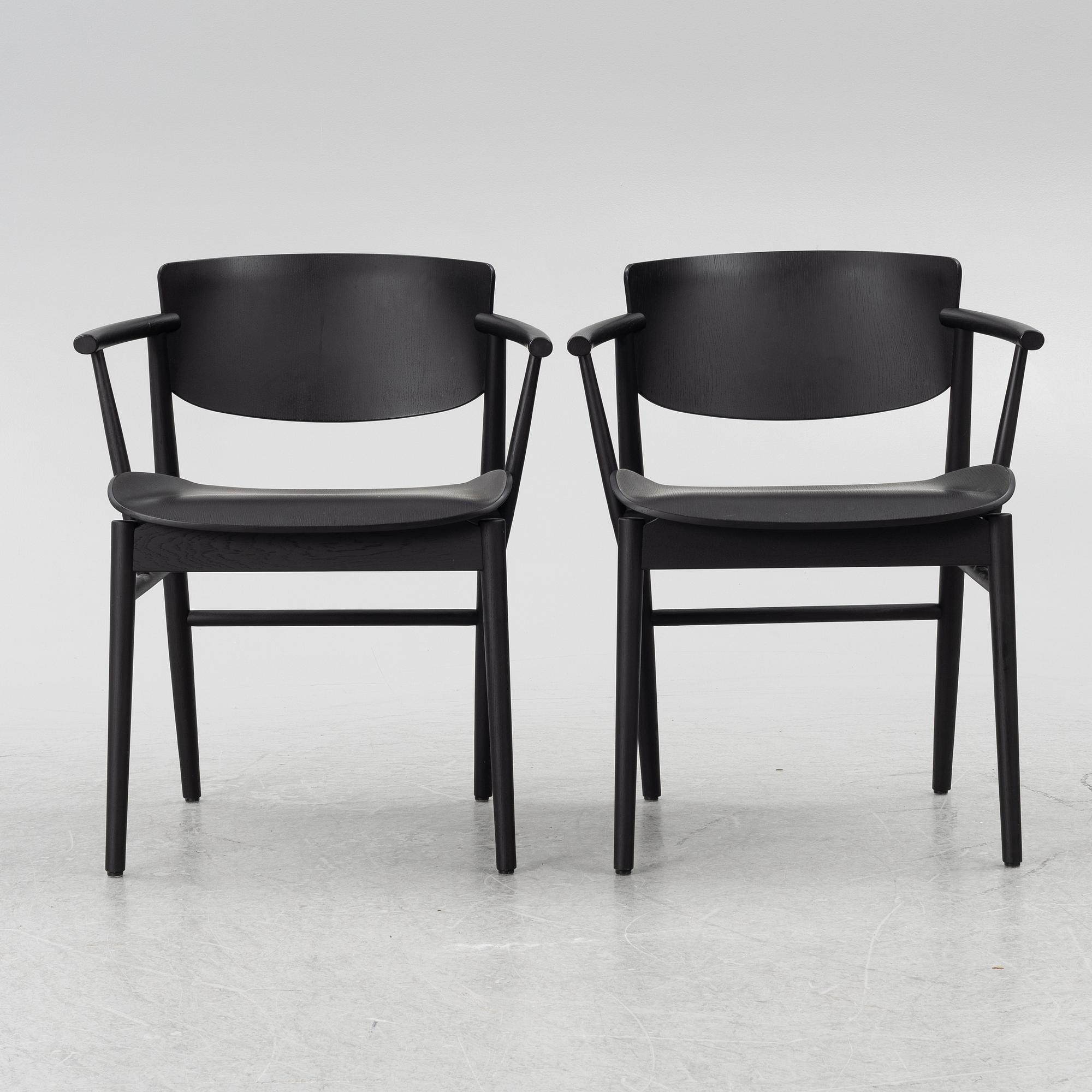 Oki Sato/Nendo, a pair of "No. 1" armchairs, Republic of Fritz Hansen, 2019.