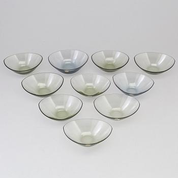 Ten glass bowls by Kosta, mid 20th century.