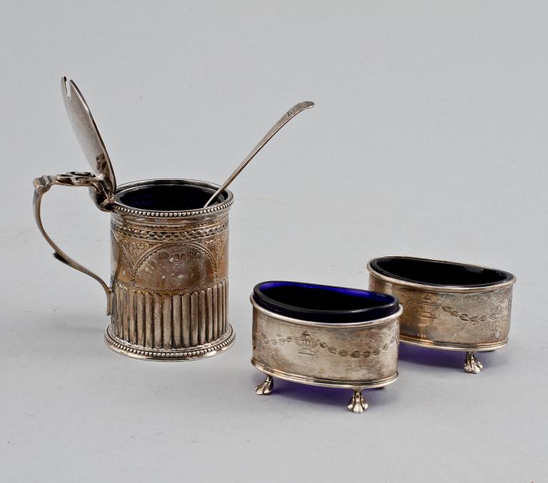 PARTI SILVER, 8 delar, 1900-tal. Vikt exklusive glasinsatser 340 gram.