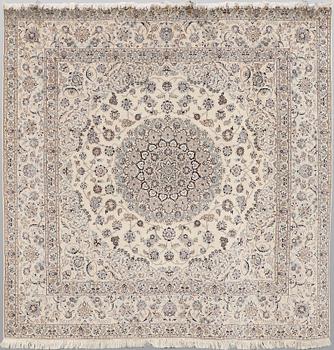 A Nain part silk carpet, 210 x 200 cm.