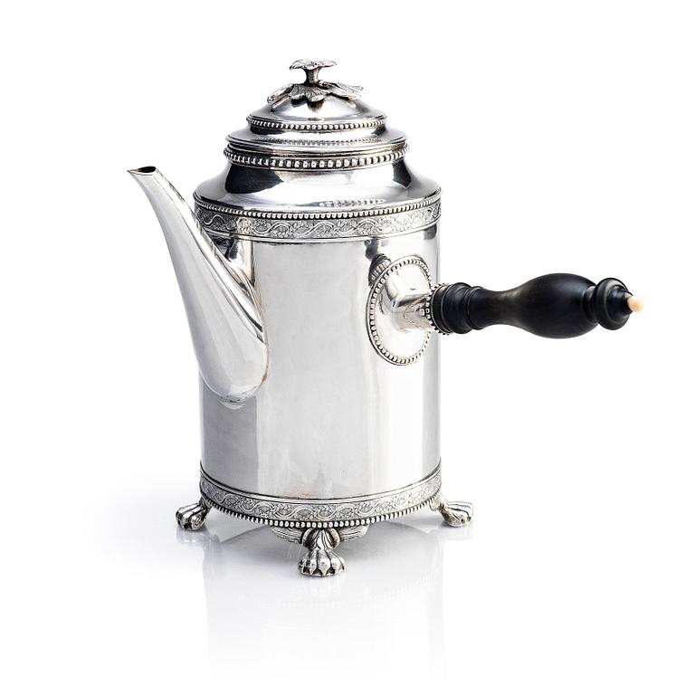 A Swedish 18th century silver coffee-pot, mark of Nils Tornberg, Linköping 1792.