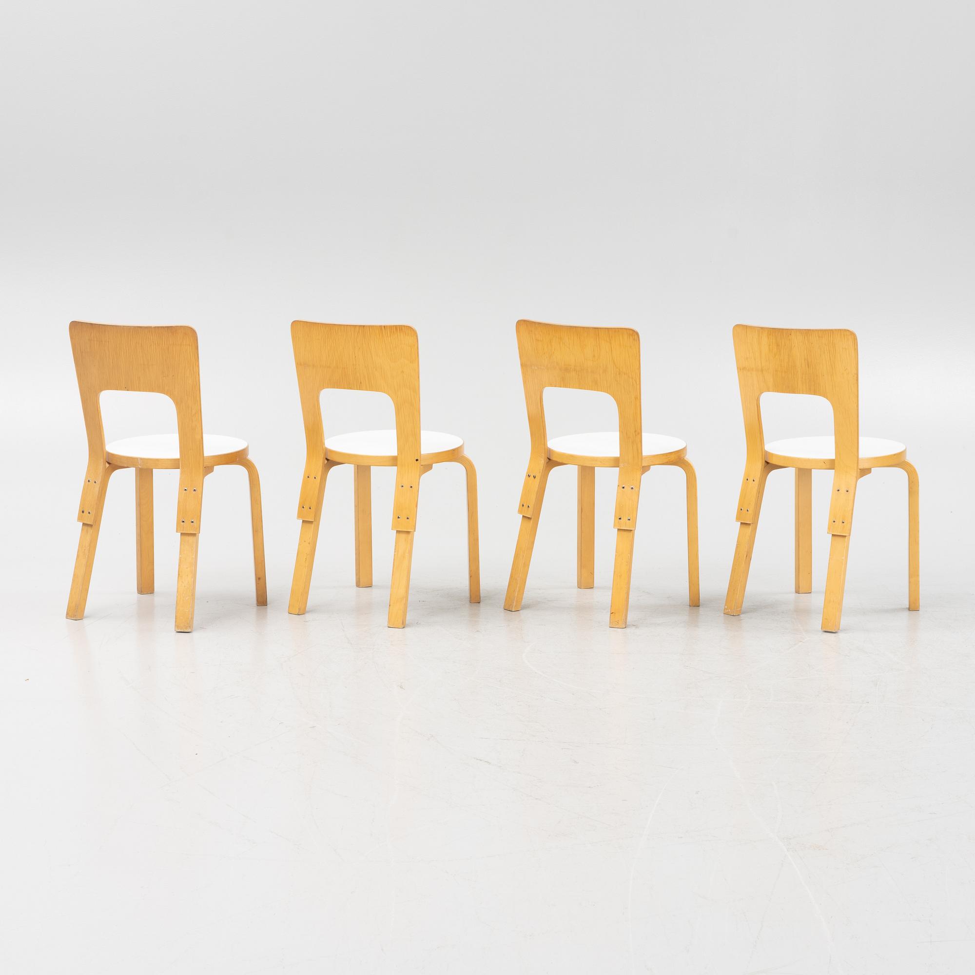 Alvar Aalto, four model 66 chairs, Artek, Finalnd.