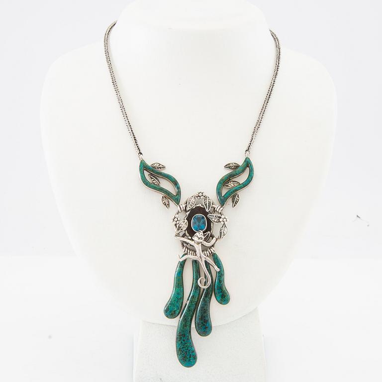 Necklace silver with set gemstones, Ilaria, Peru.