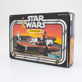 STAR WARS, Artoo-Detoo (R2-D2) ROTJ 65 back-b AFA 75 EX+/NM, See-Threepio(C3PO) POTF & Land Speeder, Kenner 1977-1984.