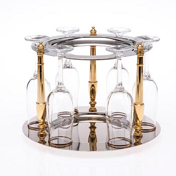 CHAMPAGNEGLAS I STÄLLNING, 6 st, Lancel, Paris 1900-talets senare hälft.