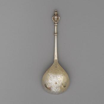 A Swedish 17th century silver-gilt spoon, unmarked.