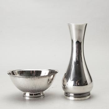 Eric Löfman, skål samt vas, silver Uppsala 1982/86.