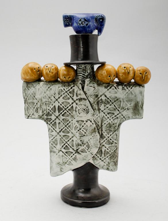 FIGUR, stengods, "Fågelskrämma", Lisa Larson, Gustavsberg, 1960-/1970-tal.