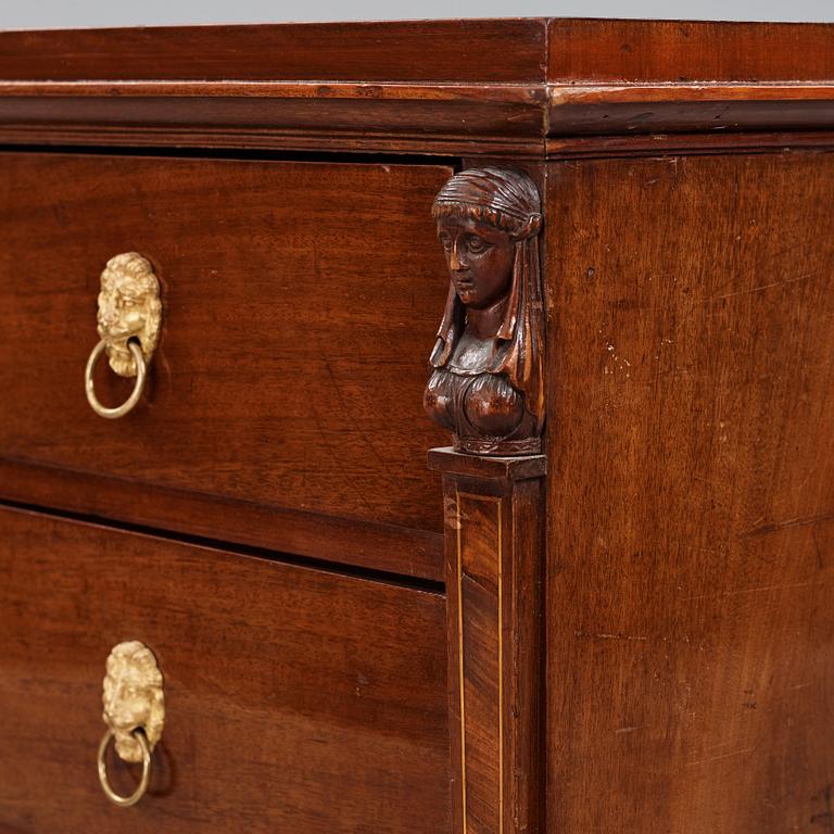 A late Gustavian mahogany and ormolu-mounted writing commode attributed to J.F. Wejssenburg (master 1795-1837).