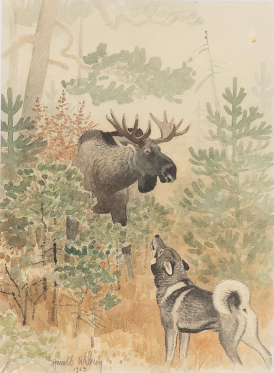 Harald Wiberg, The elk and the elkhound.