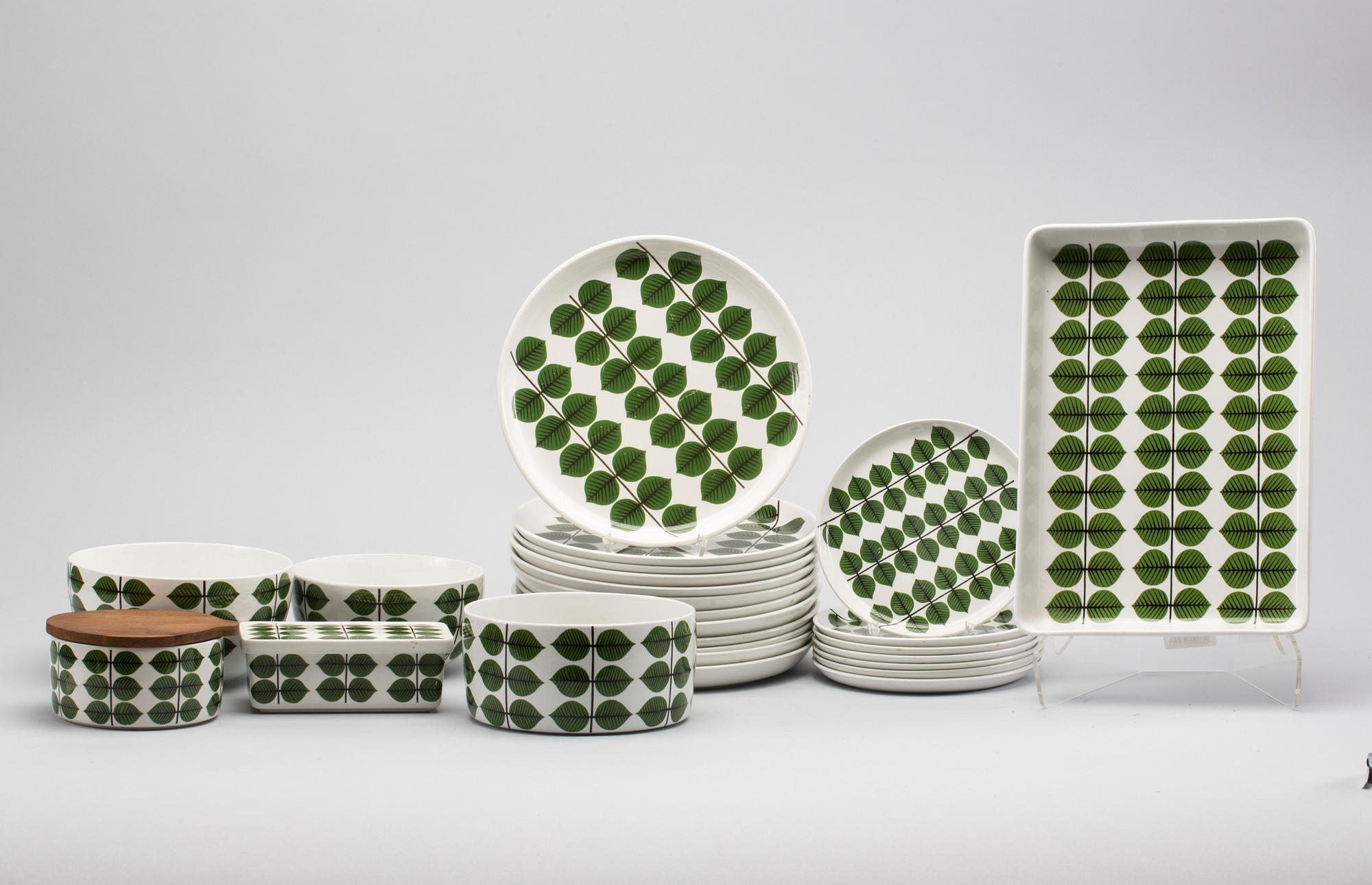 SERVISDELAR, 25 delar, flintgods och porslin, "Berså", Stig Lindberg, Gustavsberg, 1960-tal.