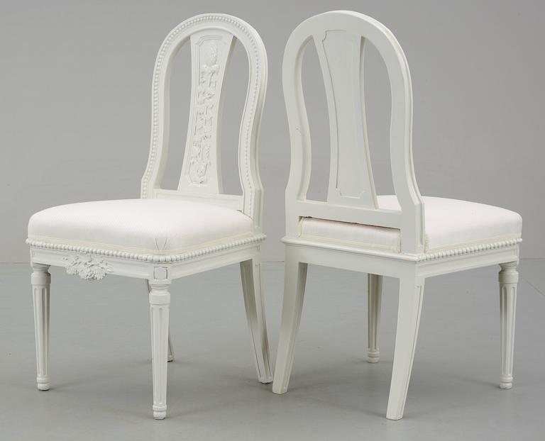 A set of five late Gustavian late 18th Century chairs, design Carl Wilhelm Carlberg 1796.