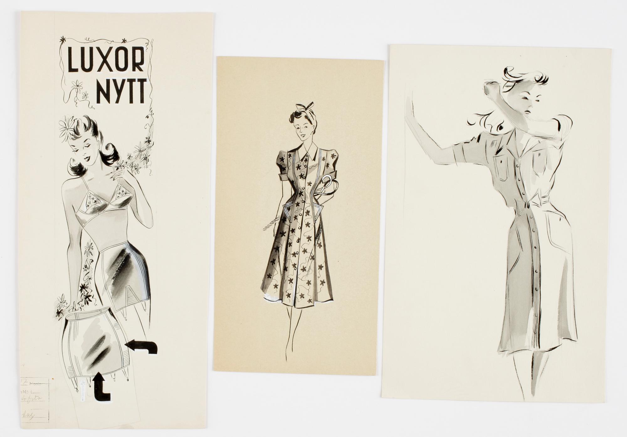 MODEILLUSTRATIONER, 33+1 okänd konstnär, 1900-tal.