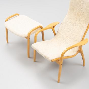 Yngve Ekström, fåtölj med fotpall, "Lamino", Swedese.