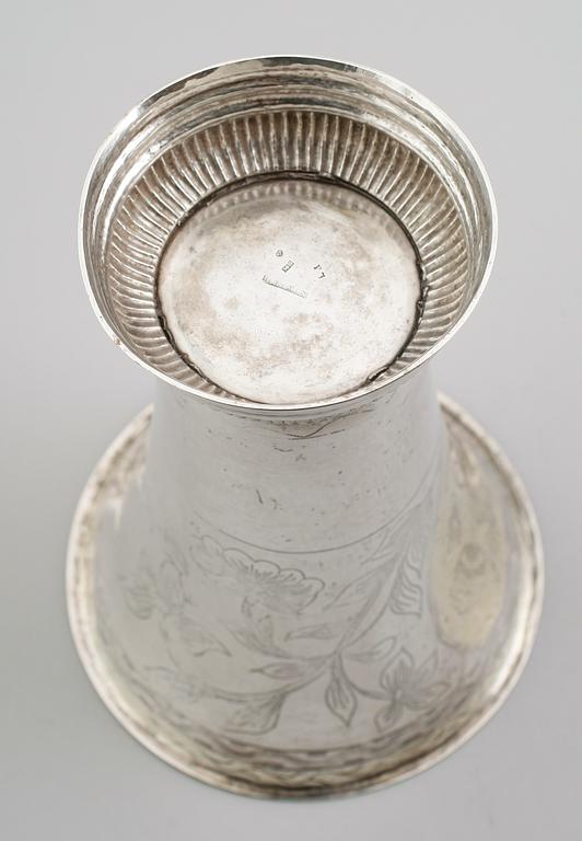 BÄGARE, silver, Michael Olof Barkman, Varberg 1821. Vikt ca 333 gram.