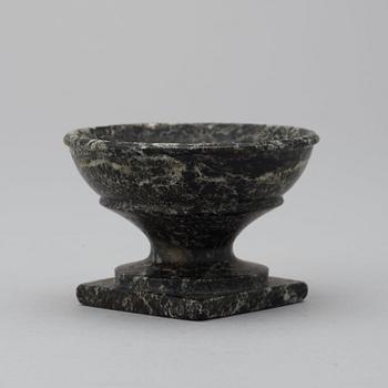 A Swedish late 18th century green marble salt.